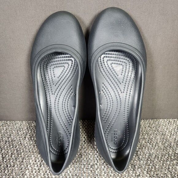 Crocs Ballet Flats Womens Size 9 Black Slip Resistant Comfort Slip On Shoes - Picture 6 of 10